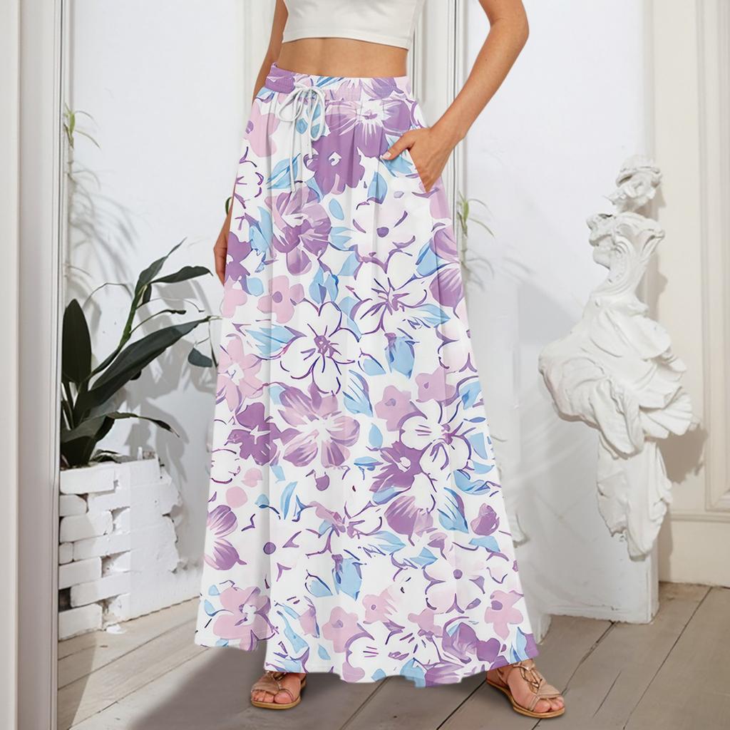 Женские струящиеся расклешенные юбки-макси с оборками и эластичным поясом, элегантные многослойные длинные юбки в стиле бохо