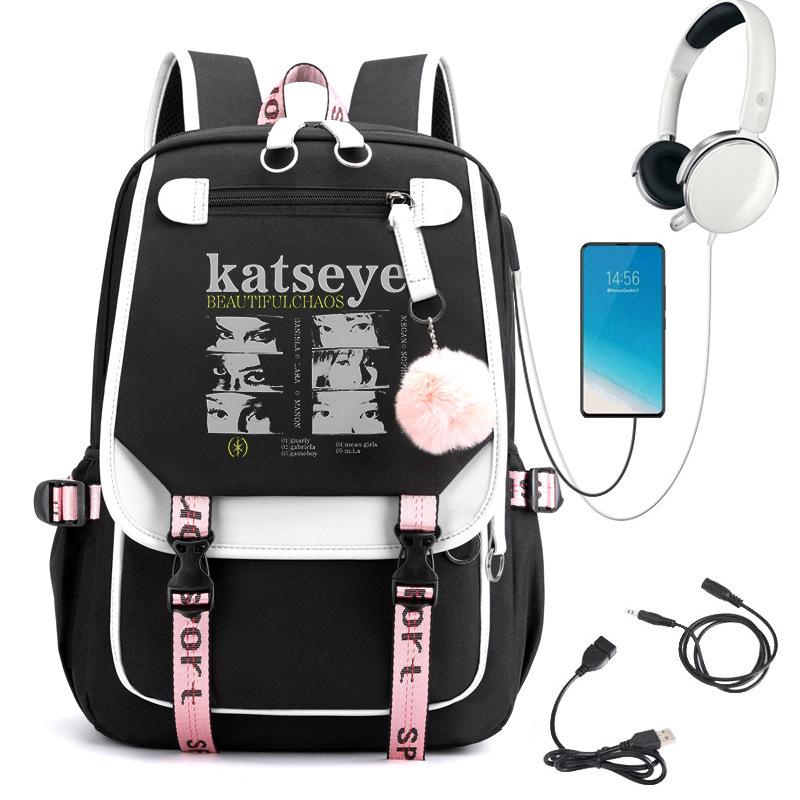 KATSEYE School Backpack for Students Fashion Laptop Daypack Lightweight Water-Resistant Large Capacity 60123-16