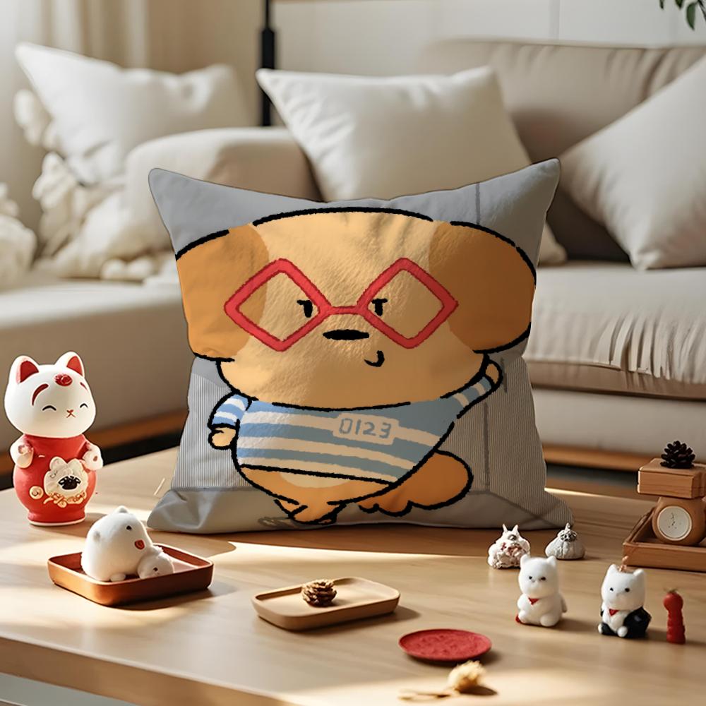 Cute Cat And Dog Cushion Cover Anti-dustmite Pillowcase Invisible Zipper Silky Short Plush Sofa Cushion Cover