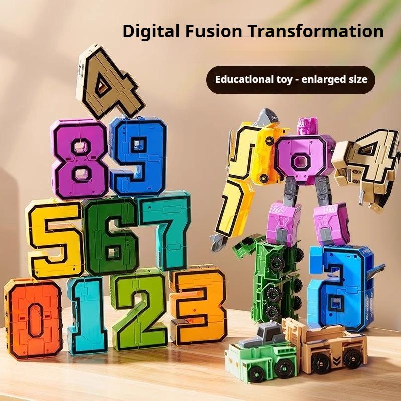 Children's Educational Digital Toys Deformed Robot Boy 0-9 Digital Assembly Robot Building Blocks