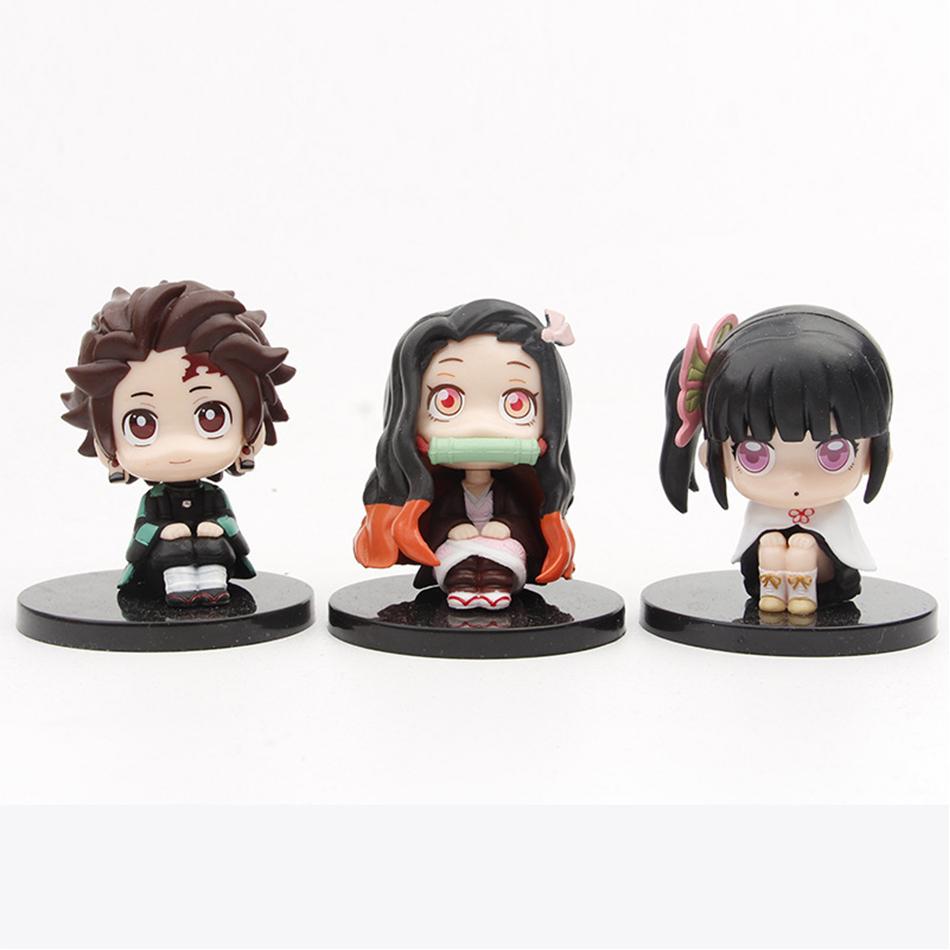 Demon Slayer Anime Character Q Version Sitting Stove Door Charcoal Jiro You Bean Mini Handmade PVC Model Birthday Christmas Gift