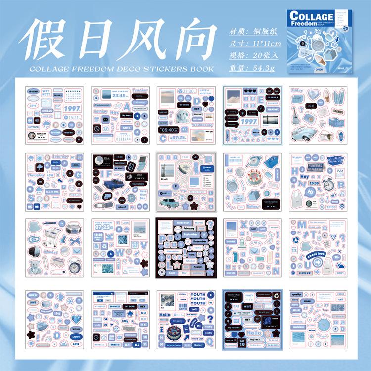 20/30 sheets Retro Ins Die Cutting Deco Stickers Books Creative Collage Materials DIY Diary Album Scrapbooking Journal Supplies