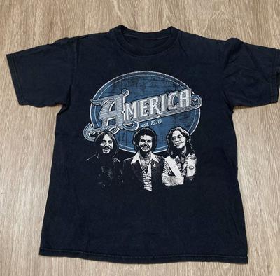 Редкая футболка из хлопка с изображением группы Rare America Band 1970 года. Подарок для фаната.