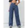 Jeans Women Vintage Wide Leg Pants Denims High Waist Washed Distressed Basics Straight Trousers Streetwear Floor Length