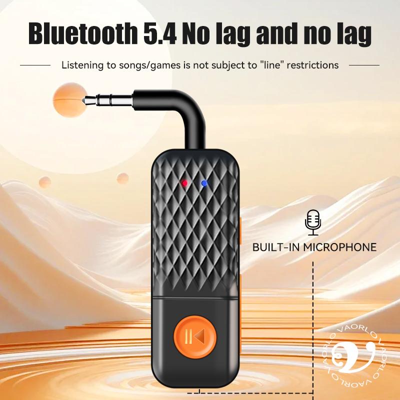Передатчик-приемник Bluetooth 5.4 2 в 1, 3,5 мм AUX-разъем, беспроводной адаптер для самолета, микрофон для телевизора, автомобильный комплект, динамик, ПК, наушники