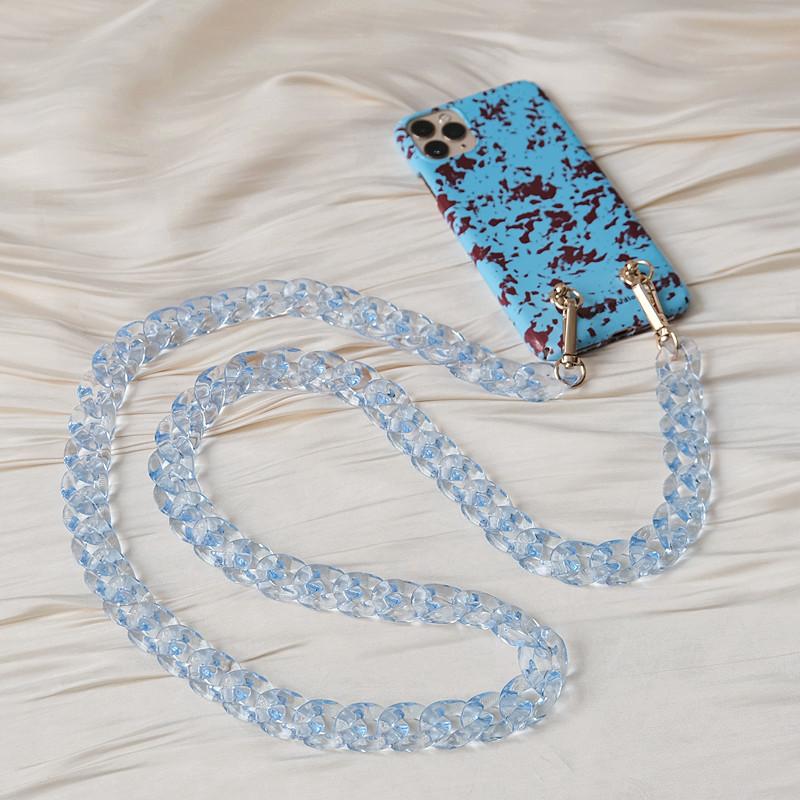 Spring Summer New Phone Accessory Detachable Lanyard Transparent Crossbody Strap Long Phone Case Chains Acrylic Neck Phone Chain