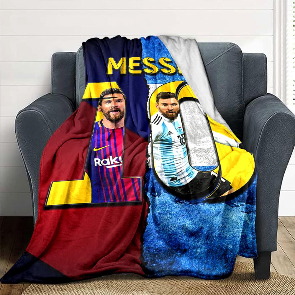 Football Messi Blanket Comfortable Great for Chair Sofa Livingroom Four Seasons Multipurpose Modern Unique Gift for Family and Friends Camping