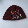 Корейская дизайнерская красочная шапка на пуговицах, шерстяная шапка, женская осенне-зимняя модная уличная вязаная шапка, индивидуальная холодная шапка