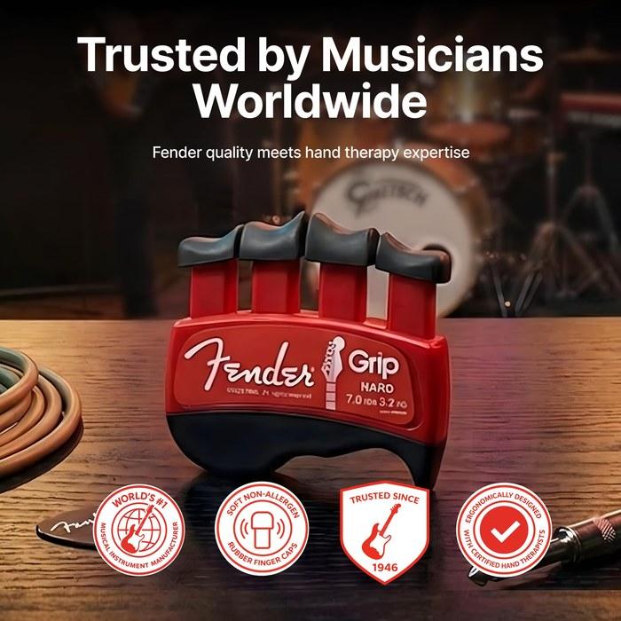 FENDER Grip Hand & Finger Exerciser. Red, 7-Lb / 3.2-kg.