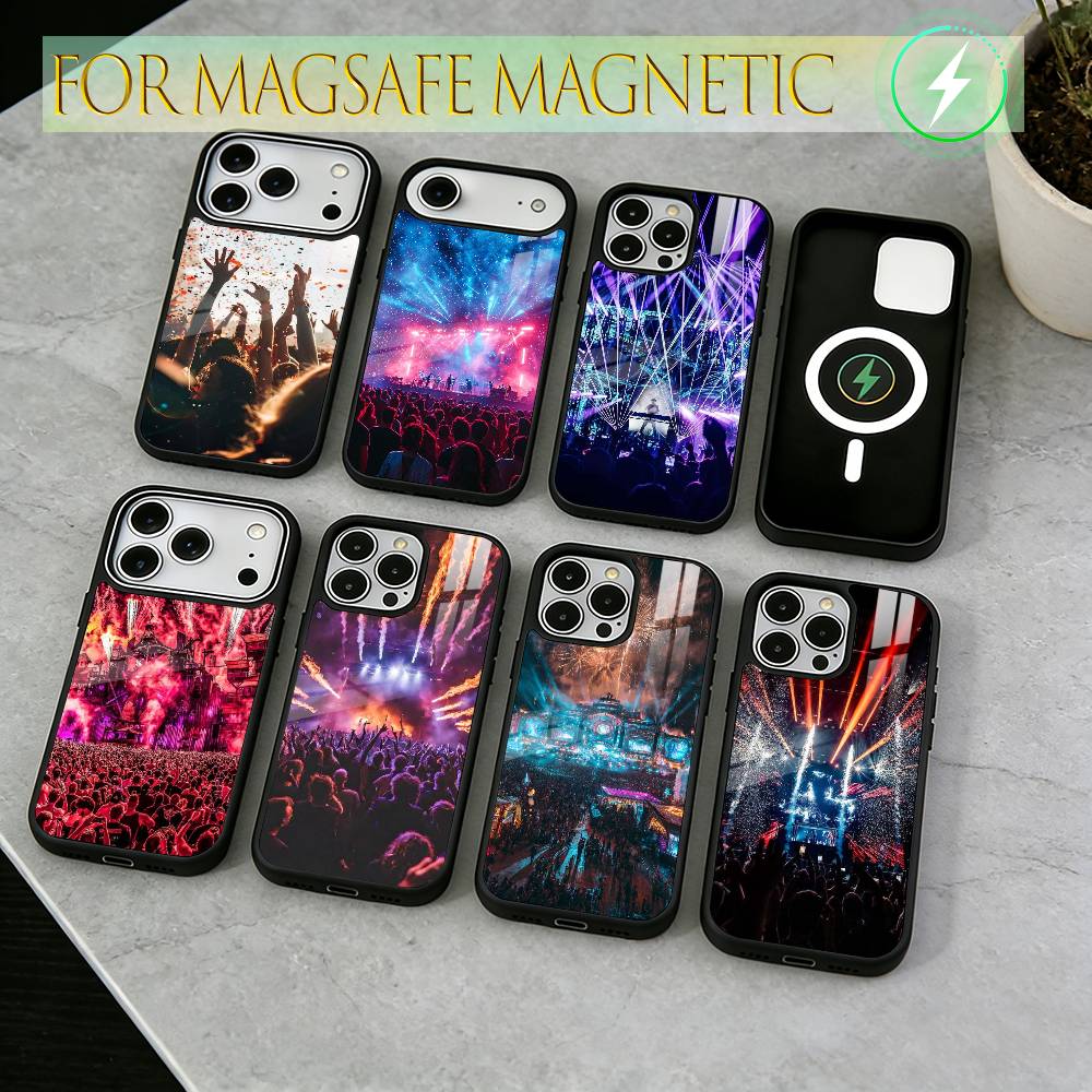 Music Festival Phone Case For iPhone17,16,15,14,13,12,11 Plus,Pro Magnetic For Magsafe Wireless Charging
