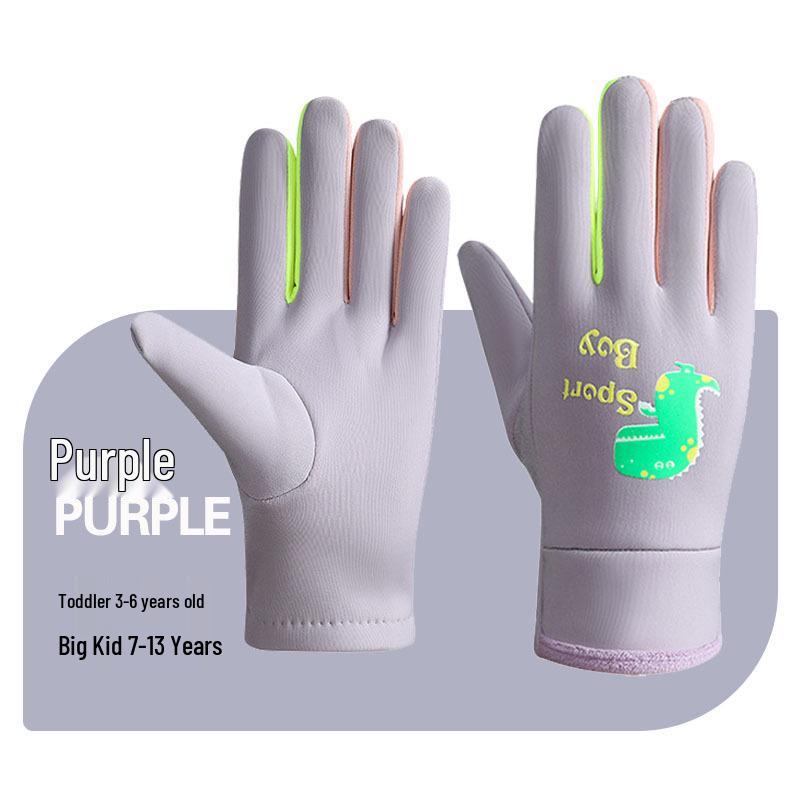 Детские ветрозащитные водонепроницаемые перчатки - Теплые, на бархатной подкладке, пятипалые перчатки для мальчиков и девочек - Идеальны для осенних и зимних мероприятий на открытом воздухе