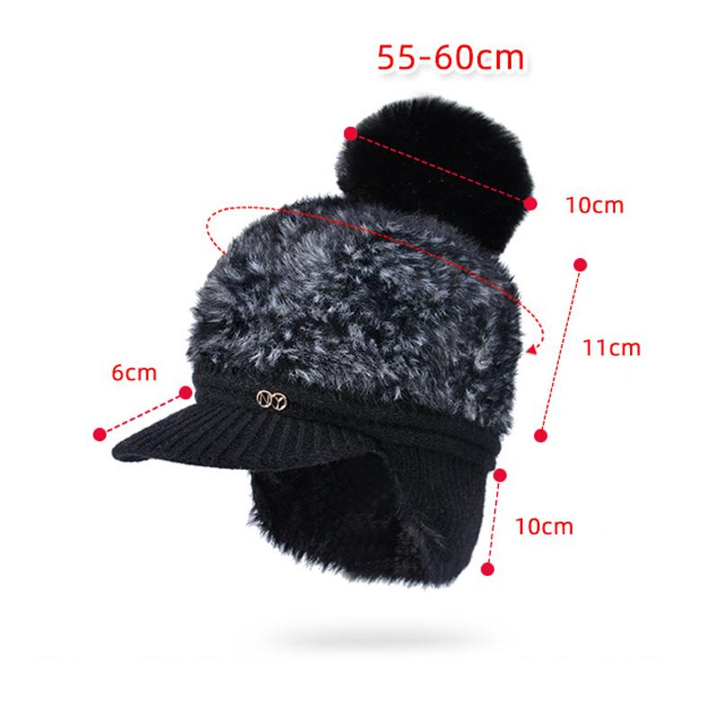 Мягкая бейсболка для защиты ушей, женская зимняя теплая вязаная шерстяная кепка для защиты от холода