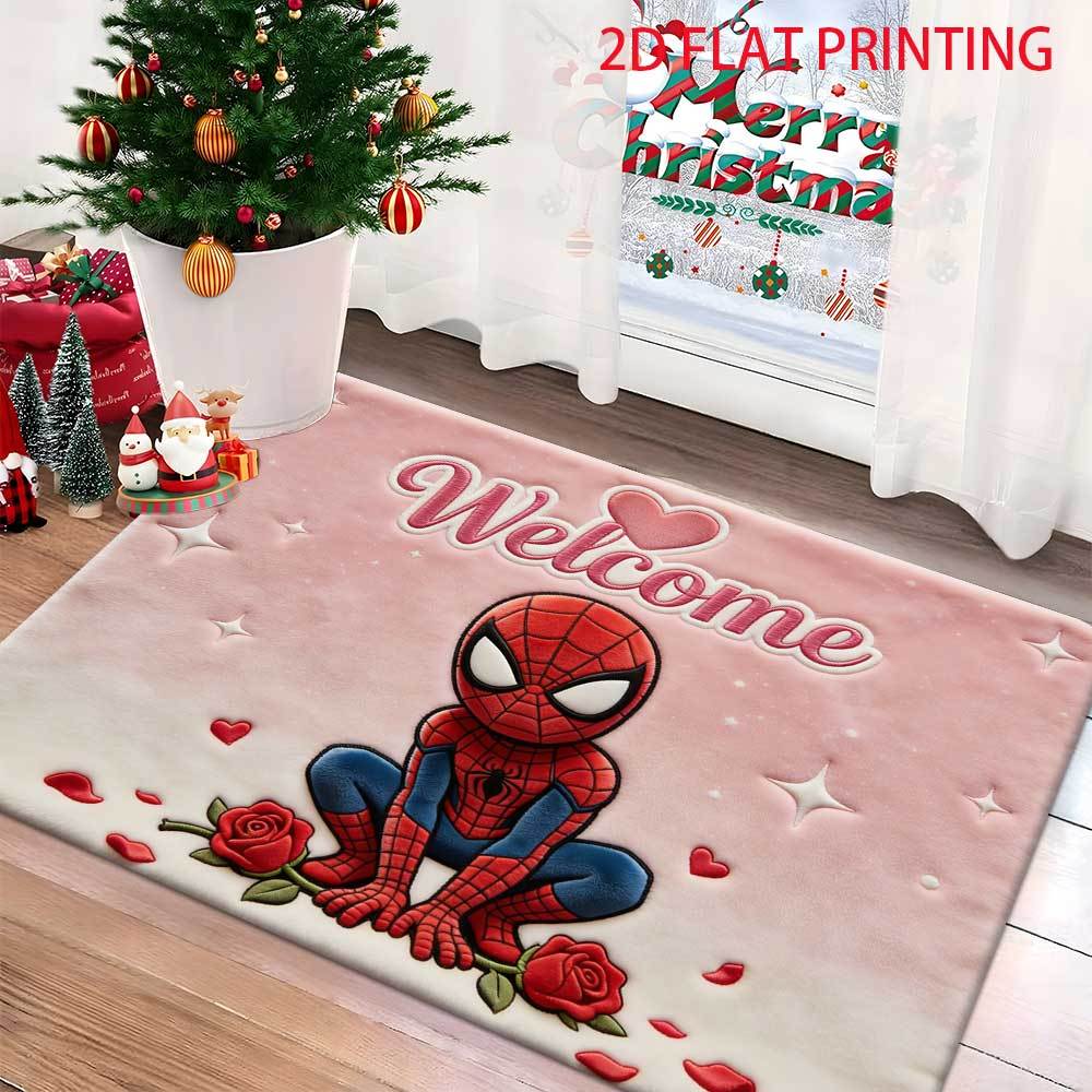 Authorized 1pc Marvel 2D Flat Printed Spider-Man Welcome Outdoor Rugs, Suitable for Living Room, Bedroom, Kitchen, Corridor, A