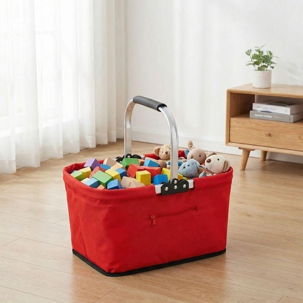 26 L Grocery Shopping Basket Oxford Cloth Shopping Bag Basket Grocery Storage Container Travel