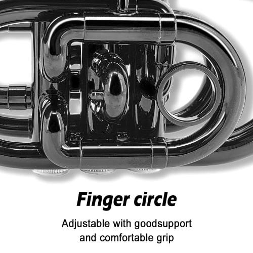 Yinfente Bb Flat Pocket Trumpet for Beginners, Includes Student Cleaning Cloth, Silver-Plated 7C Mouthpiece, Hard Case, and White Glove (Black)