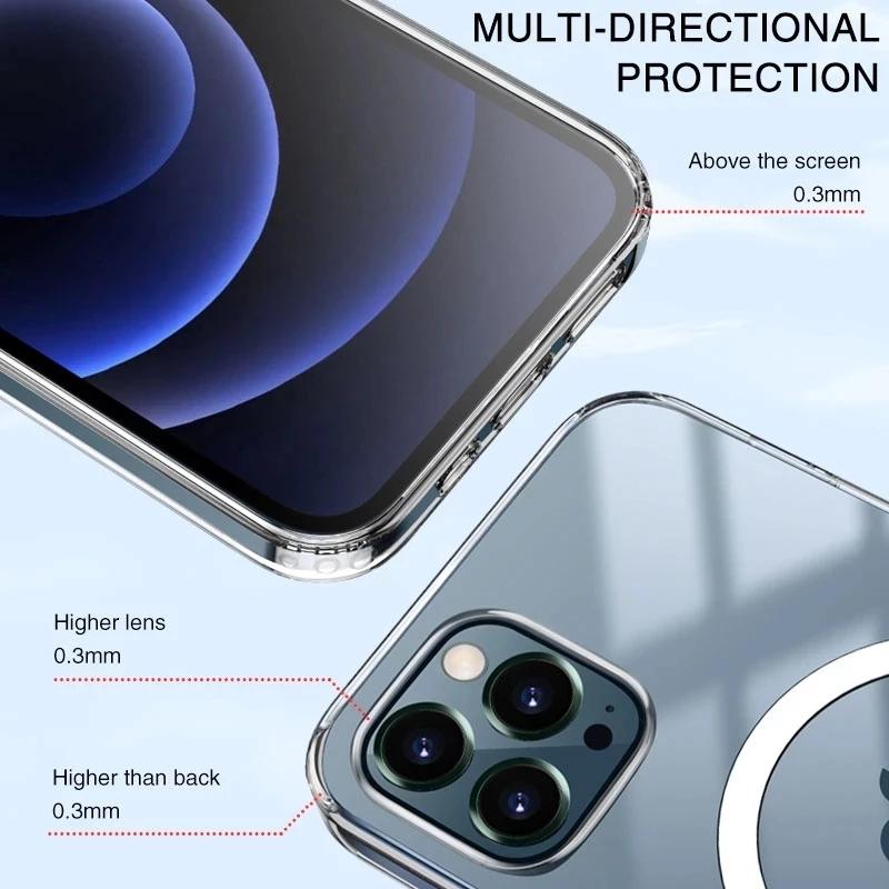 Оригинальный магнитный чехол для беспроводной зарядки Magsafe для iPhone 15 14 11 Pro Max Mini X Xs XR 7 8 Plus SE Акриловая крышка