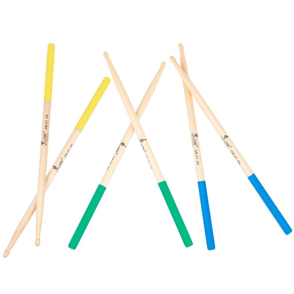 SLADE 3 Pairs 5A Drum Sticks Maple Wood Drumsticks Triangular Tip Non-Slip Rubber Handle Musical
