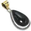 Натуральный черный рутиловый драгоценный камень 925 пробы серебро Подарочная подвеска 1,75" q9U68