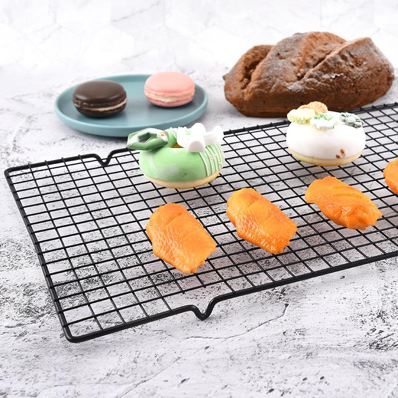Carbon Steel Wire Grid Cooling Rack Black Single Layer Non-Stick Baking Shelf Bread BBQ Holder Kitchen Accessories