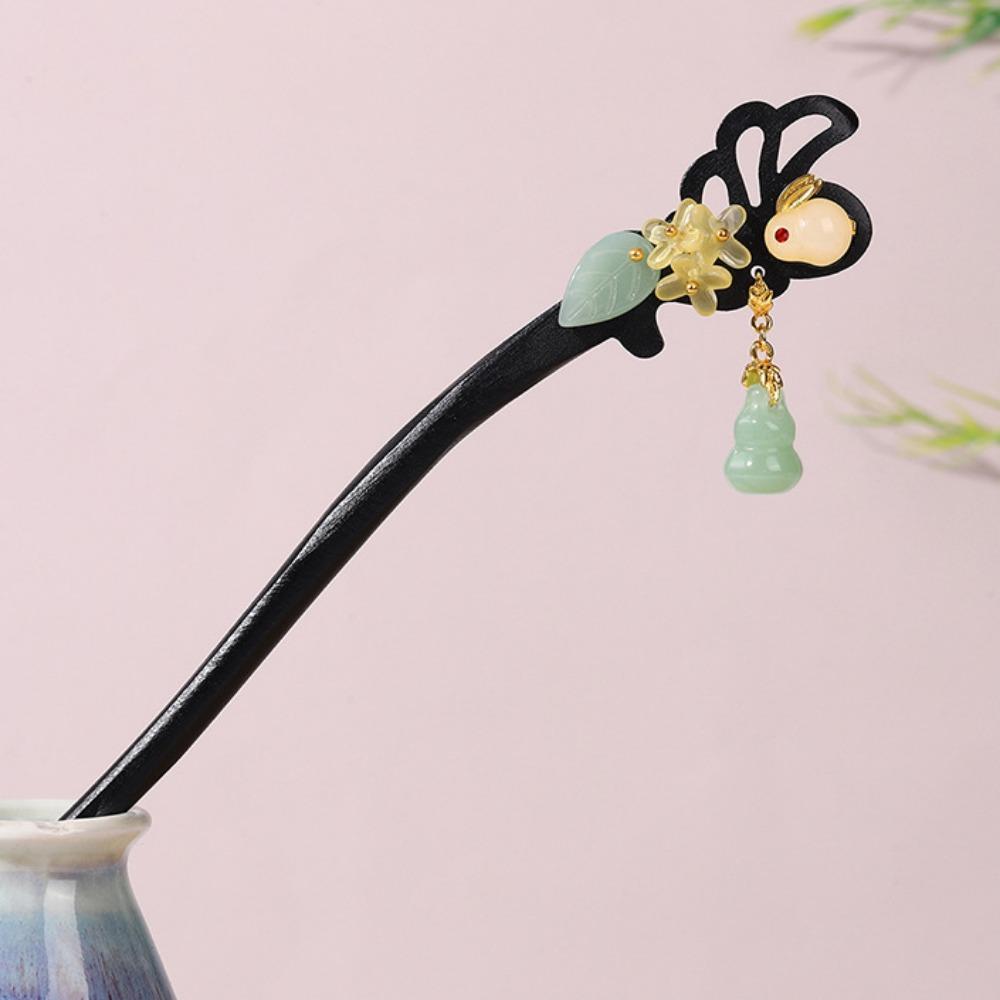 Wooden Flower Hair Forks Handmade Hairpin Chopstick Hair Ornament Hanfu Hair Bun Wedding