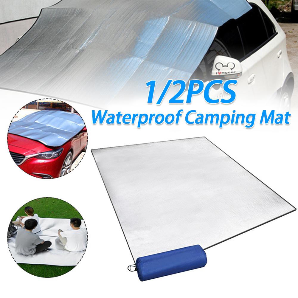 1/2 шт. Водонепроницаемый коврик для кемпинга Влагозащитный коврик из алюминиевой фольги Двусторонний коврик из алюминиевой фольги с сумкой для хранения для кемпинга