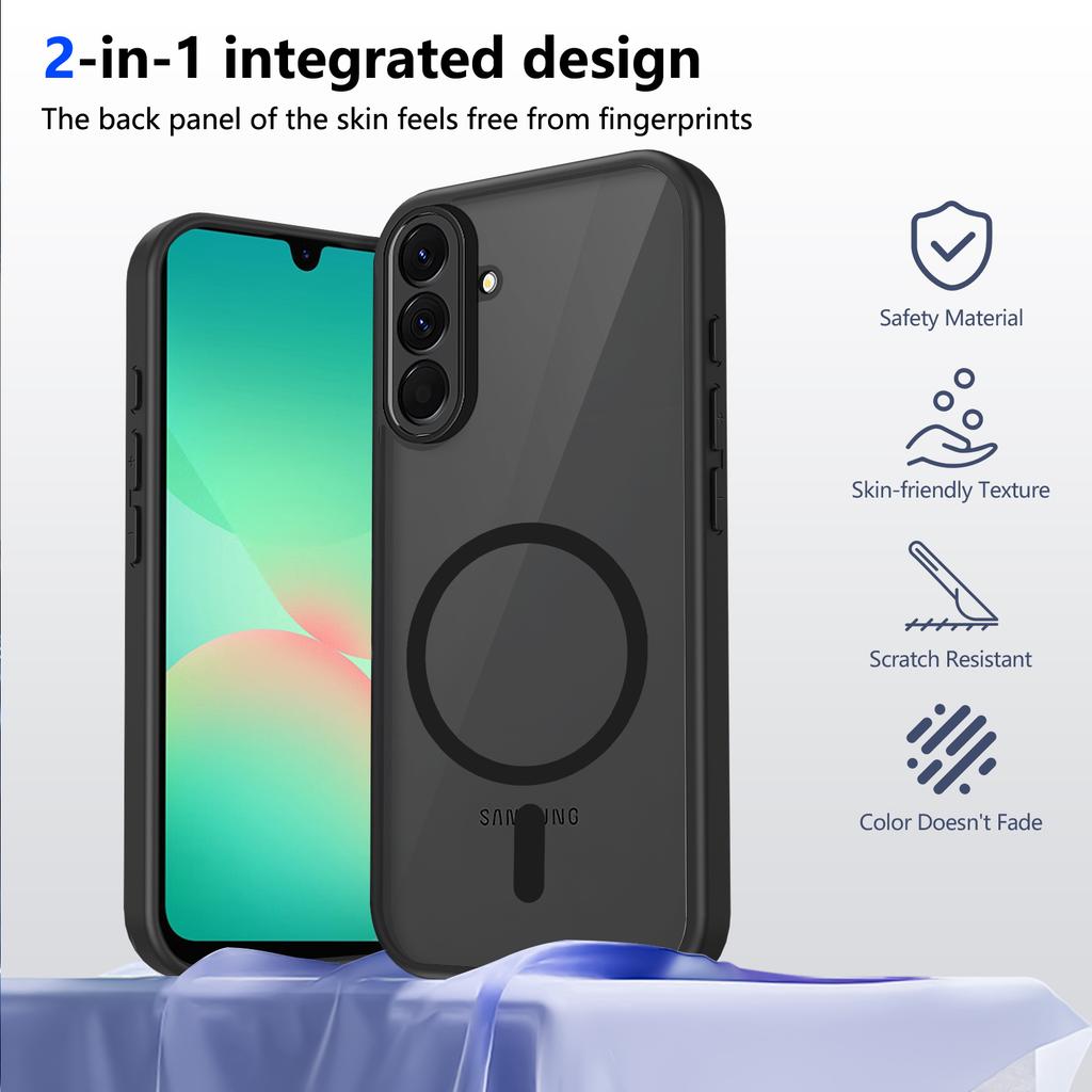 For Samsung Galaxy A57 5G Magnetic Case Skin Touch Matte PC + TPU Anti-Drop Phone Cover