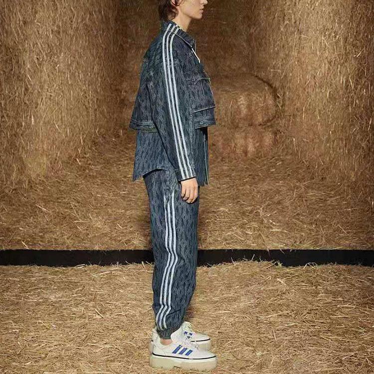 adidas Повседневные свободные джинсовые брюки Originals X Ivy Park со сплошным принтом, мужские синие брюки H61699