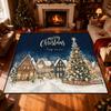 Ковер Рождественской ночи Коврик Снежная деревня Елка Украшение для дома Праздничный Традиционный Рождественский Декоративная сцена для гостиной
