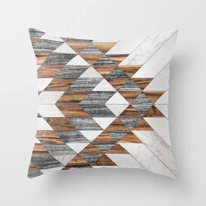 45x45cm Creative Wood Texture Marble Pillowcases Fashion Geometric Cushions Case Farmhouse Home Decor Sofa Couch Throw Pillows