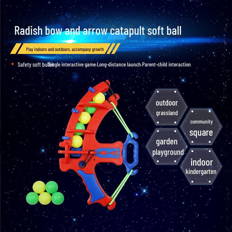 Детский набор «Катапульта из редиса» с луком и стрелами — интерактивная игрушка для родителей и детей, стреляющая мишенью из ЭВА и ватными шариками