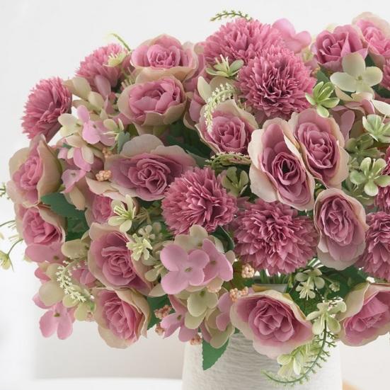 Искусственный цветок розы со стеблем, реалистичный центральный элемент для домашнего офиса, свадебный искусственный