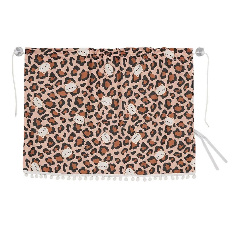 Leopard Print Retractable Car Side Window Sun Shade Heat Insulation Sunscreen Curtain