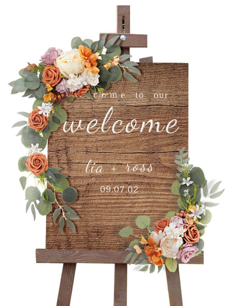 2Pcs/set Artificial Wedding Arch Flower Wedding Welcome Sign Flowers Artificial Fake Flowers Wedding Outdoor Arch Floral Flowers Party Decor Supplies