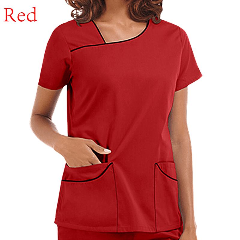 Женские летние топы, футболка с коротким рукавом и v-образным вырезом, карман, униформа с принтом, сексуальная медсестра, работники клиники