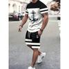 2025 Новый мужской повседневный модный костюм Мужской трендовый спортивный костюм Быстросохнущая спортивная одежда Футболка с короткими рукавами + шорты Из двух частей