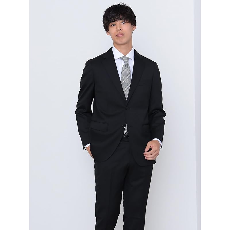 [Beams Heart] костюм базовый однотонный 2 пуговицы мужской ЧЕРНЫЙ XL