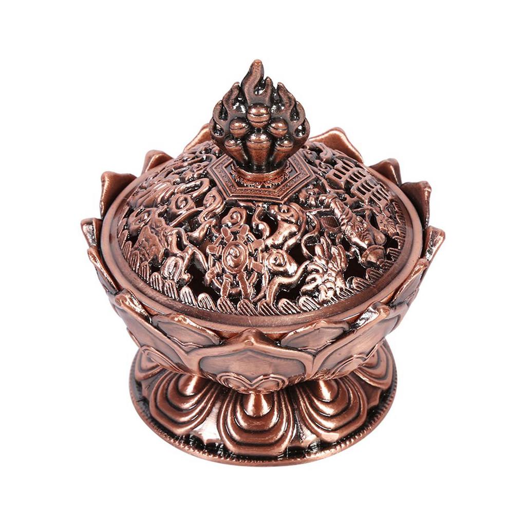 Vintage Backflow Smoke Incense Burner Stick Cone Holder Home Decoration Hot (Red Bronze)