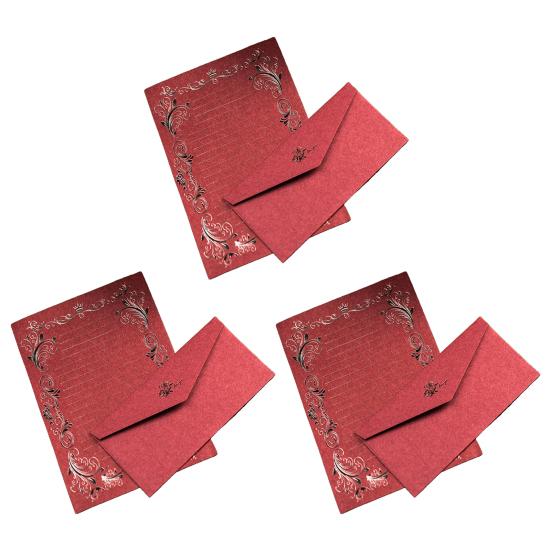 3Pcs Kraft Paper Envelopes with Clear Stripe Line Smooth Reliable Writing Vintage Style Invitations Elegant Wedding Stationery Set