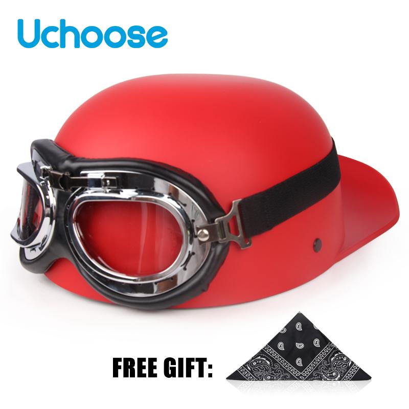 Винтажный шлем Uchoose с открытым лицом, полушлем для мотокросса, скутер, крейсер, чоппер, бейсбольная кепка, шлем, летняя езда