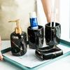 Bathroom Four-piece Set Marble Pattern Lotion Bottle Toothbrush Cup Soap Dish Ceramic Storage Bottle Bathroom Toiletries Set New