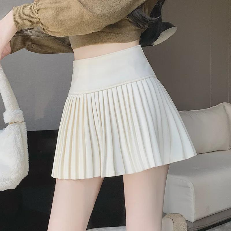 Корейская короткая юбка-гармошка из плотной шерсти с высокой талией, осень/зима