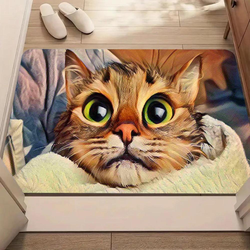 Забавный Кот 3D Ковер с Дырой Приветственный Коврик для Пола Ковер с Мультяшным Животным для Украшения Входа в Дом Коврик для Двери Приветственный Коврик Кухонный Коврик