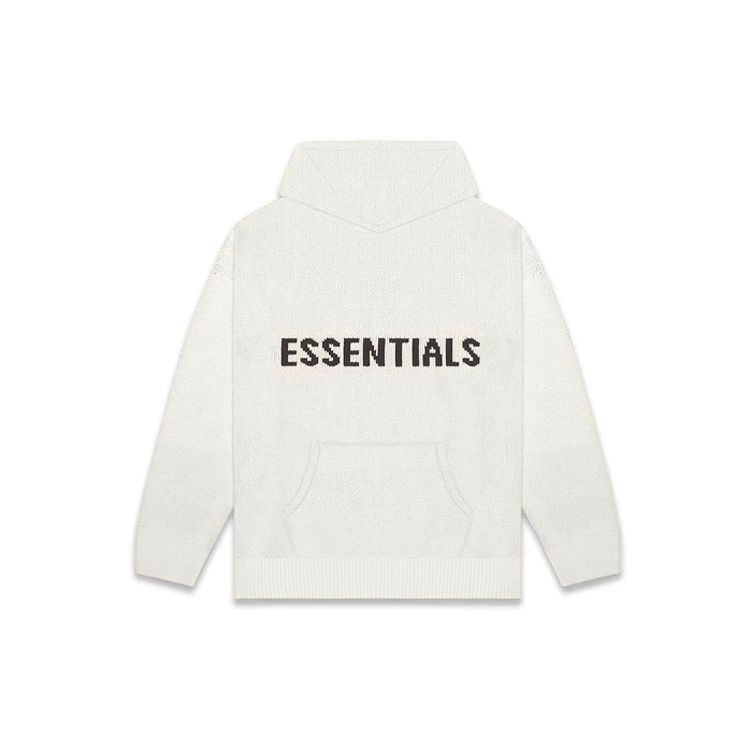 Fear of God Essentials Fw20 Knit Hoodie With Letter Logo And Fleece Lining Unisex Hoodie Oatmeal FOG-FW20-334
