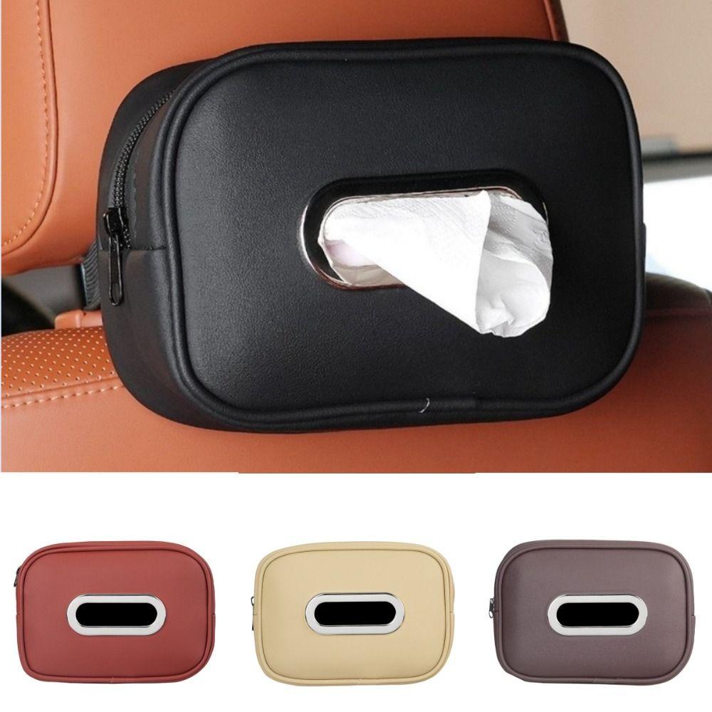 Easy Install Car Tissue Box Holder PU Leather Center Console Organizer Road Trip