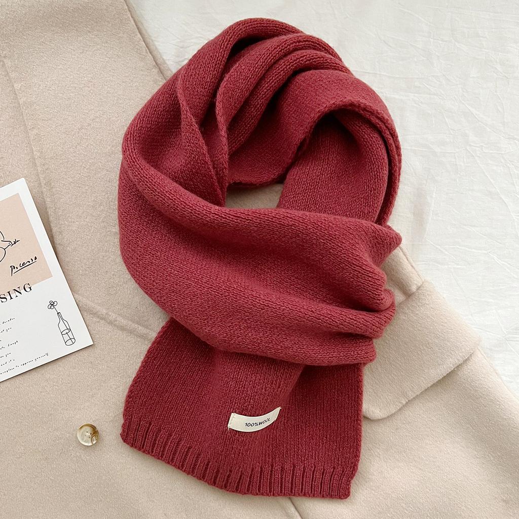 Selected Australian Pure Wool 100% Wool Scarf Solid Color Versatile Women'S New Winter Warm Knitted Scarf