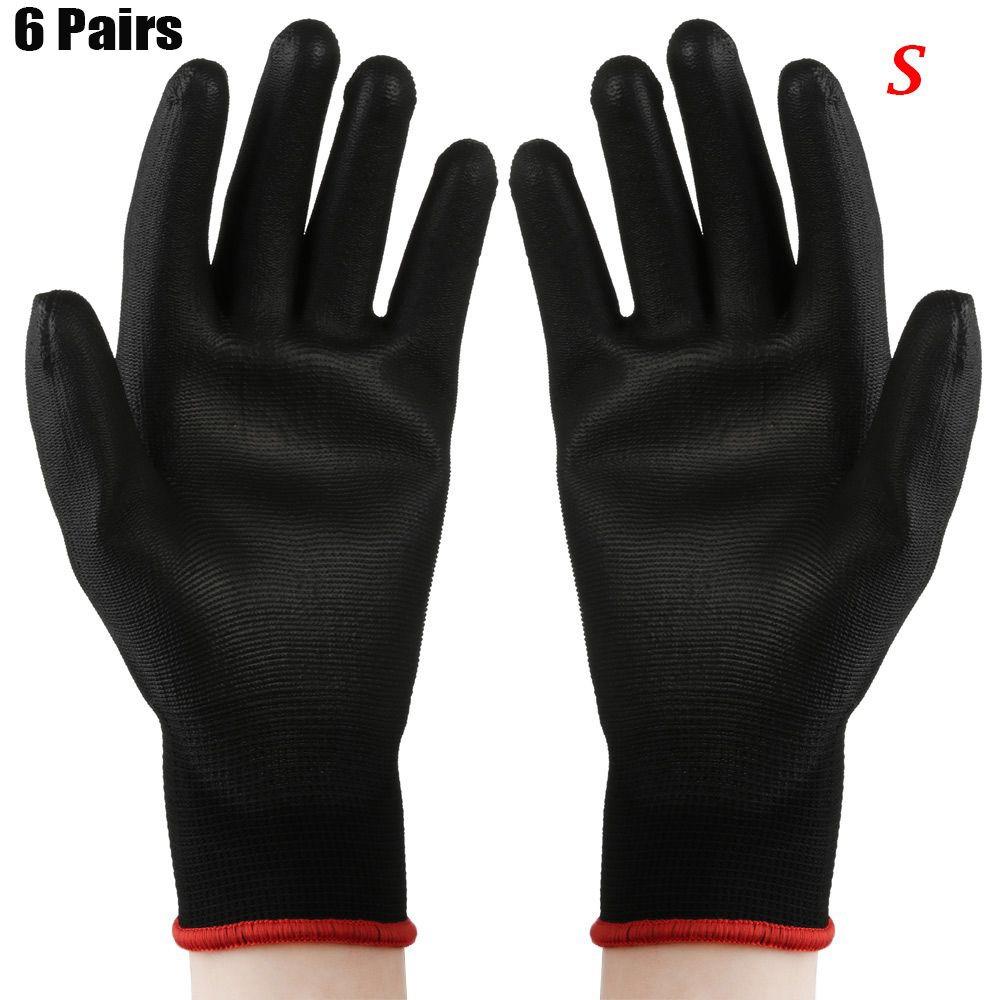 1/6 пар Защитные ПУ Черные Рабочие Перчатки из Полиуретана с Покрытием