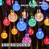 Solar Spherical Light String, 8 Modes, Crystal Ball Bubble Ball Light String, Used for Garden, Courtyard, Wedding, Festival, New Year Decoration