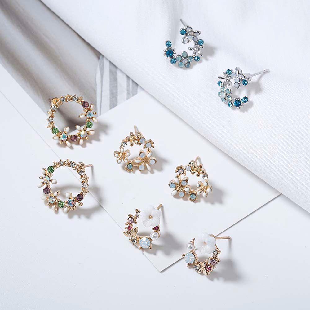 Cute Small Wreath New Colorful Fashion Metal Earring Stud Earrings Flower Circle Drop Earrings