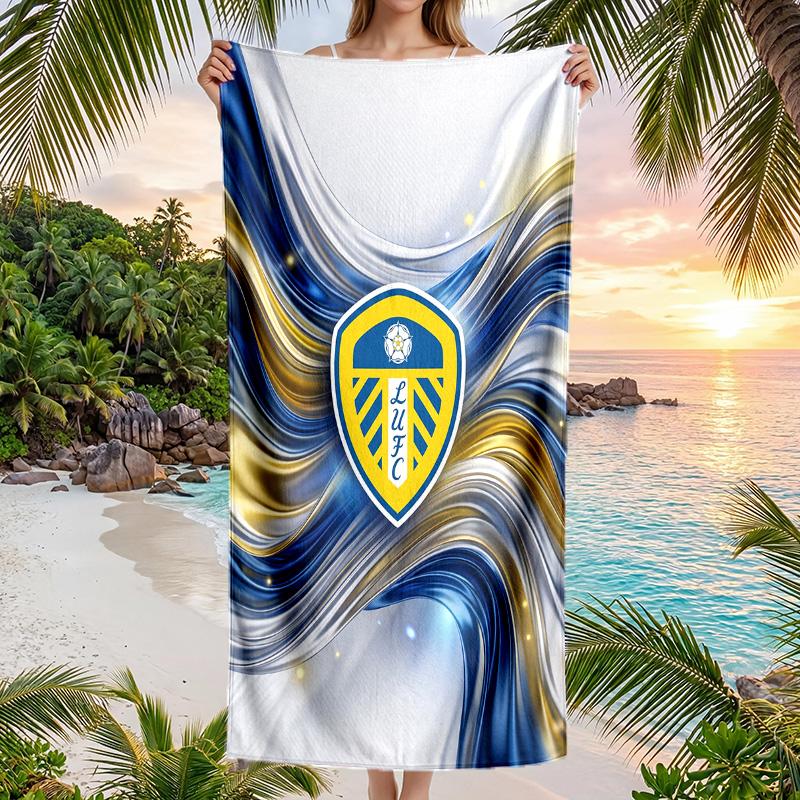 Пляжное полотенце Leeds United Football Мягкое из микрофибры Летнее полотенце Быстросохнущее Впитывающее полотенце для пляжа Бассейна Путешествий