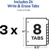 Avery Write & Erase 8 Tabs Pastel Plastic Divider for 3 Ring Binders, 3 Sets (8 Colors)